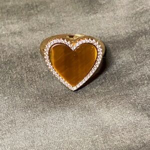 EUC 🤎Jennifer Miller Tiger Eye & Diamond Gold Ring Sz8 🤎
